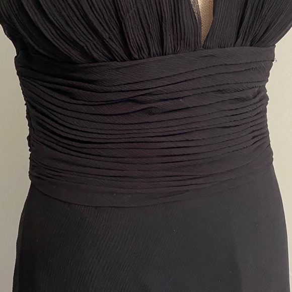 WHBM Formal Dress Silk Sheer Sleeveless Plunge Neckline Padded Bra Black S 4 - Picture 7 of 13